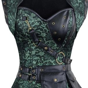 Charmian Green and Black Lace Corset